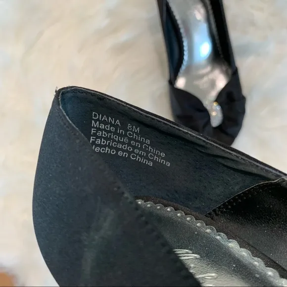 Michaelangelo size 8 m black heels pumps with sparkly accent‎ at toes peep toe - Image 5
