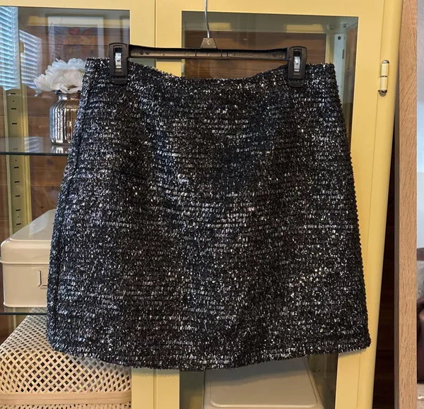 Hutch Tinsel Anthropologie Skirt Black Silver - Image 4