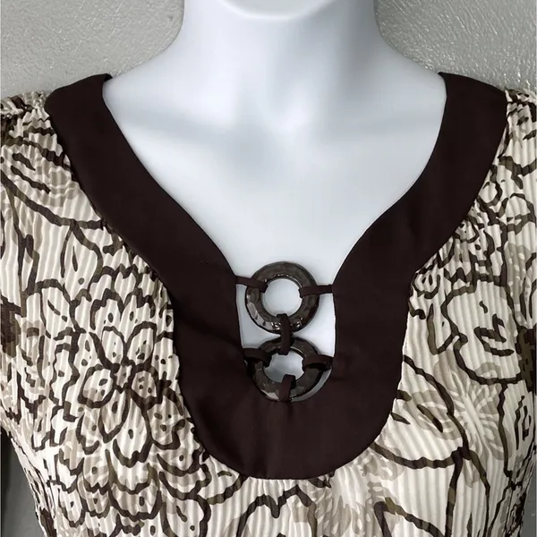 Signature Larry Levine Top Size Large Pleated Artsy Floral Whimsigoth Romantic - Image 3