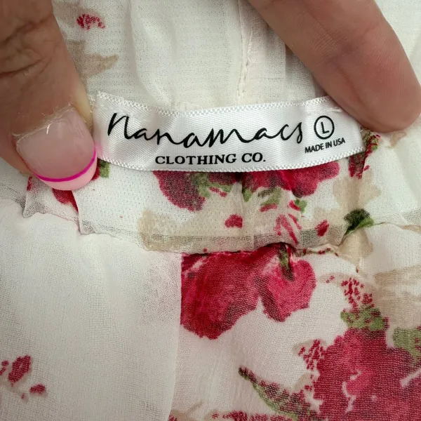 Nanamacs Floral Maxi Skirt Womens Large White Pink Red Excellent Chiffon Boho - Image 4