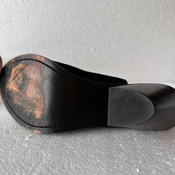 Frye Courtney Suede Slingback Heeled Mule Bootie Women's 10B Black 3.5" Heel - Image 10