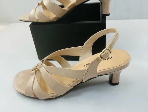 Easy Street Beige Strappy Heels - Image 2