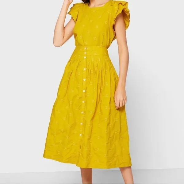 GAP Embroidered Pintuck Pleated Poplin Midi Skirt 2 With pockets‎ C26 - Image 3