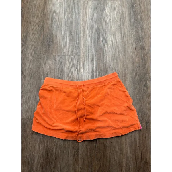 Lilly Pulitzer Orange Terry Cloth Mini Skirt Drawstring Palm Tree Embroidery M - Image 2