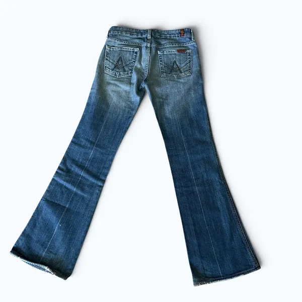 7 For All Mankind‎ A Pocket Jeans Womens Size 26 Light Wash Rhinestone Flare Y2K - Image 4