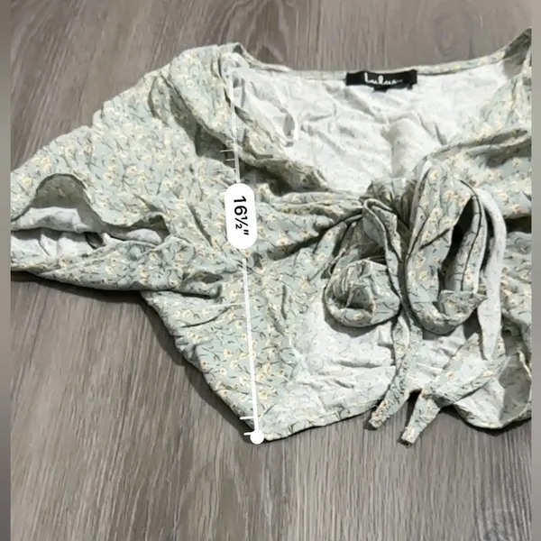 Lulus Sweet and Flirty Sage Green Floral Print‎ Two Piece Crop Top & Skirt XL - Image 9