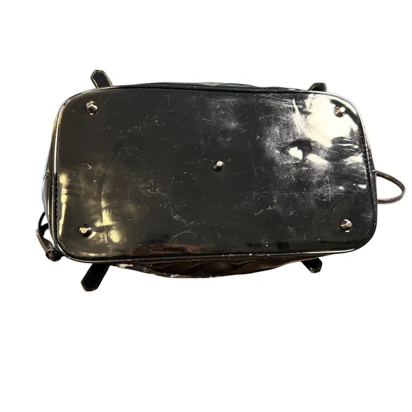Floral Plaid Check Satchel Bag‎ Black White Patent Trim Purse Tote Crossbody - Image 9