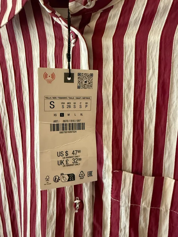 ZARA Button Down Shirt Long Sleeve Striped - Image 3