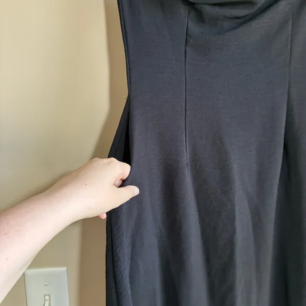 Unbranded Halter One Shoulder Midi Dress Small Black Womens Stretch Crinkle - Image 3