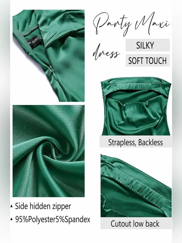 Merokeety NEW Strapless Sleeveless Bodycon Backless Ribbed Knit Dress S - Image 5