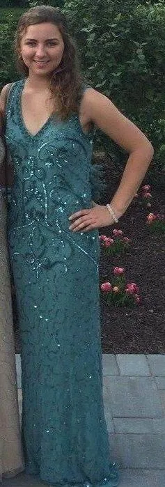 Modcloth Teal Sequin Beaded Formal Gown / Prom Dress - Image 6
