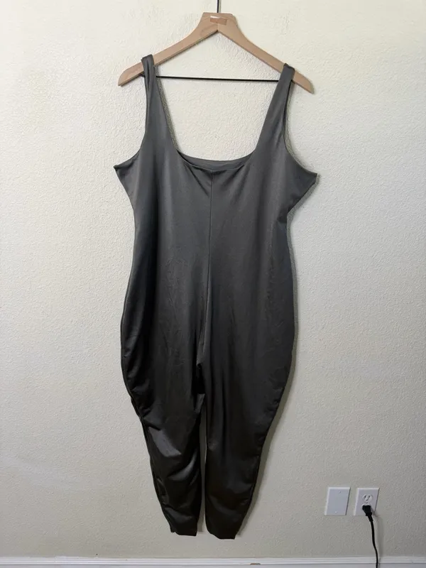 SKIMS All-In-One Shine Square‎ Neck Tank Jumpsuit Gunmetal Bodysuit Size 4X - Image 9