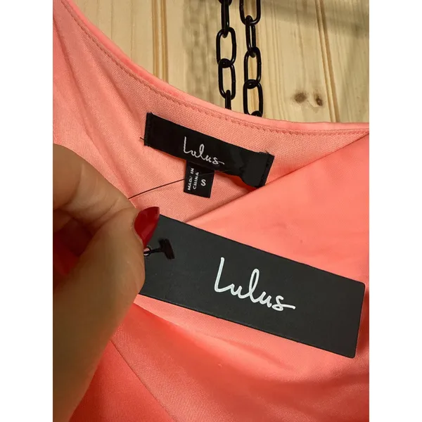 NWT Lulus Extraordinary Poise Coral Pink One-Shoulder Mini Dress Ruched S *FLAW - Image 6