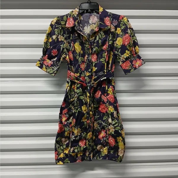Marissa Webb Women's Dress Size 2 Floral Puff Sleeve Button Front Cottage - Image 3