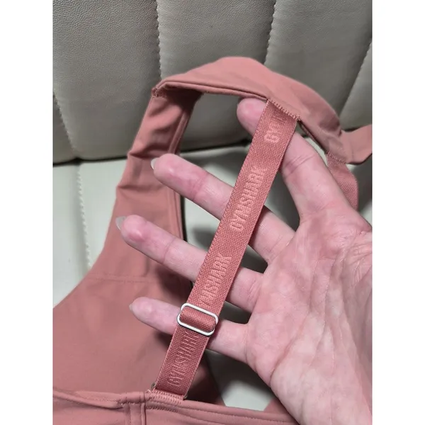 Gymshark Women's Pink and Orange Bra - Image 6