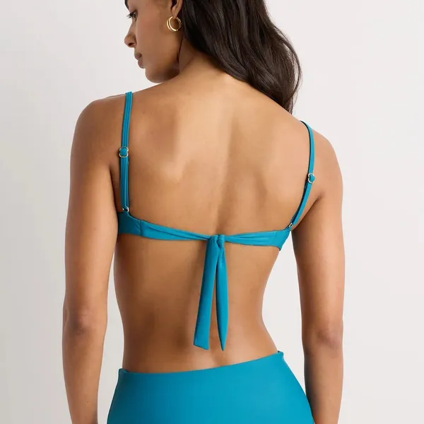 Quince Italian Demi Bikini Top Lagoon Teal Blue Size Small - Image 2