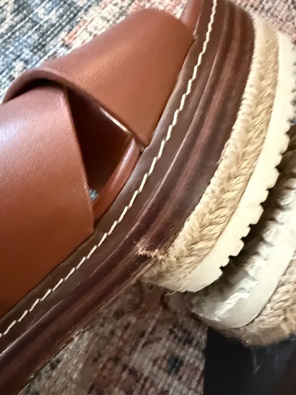 DELTAN Brown Leather Espadrille Platform Sandals Size 9 - Image 10
