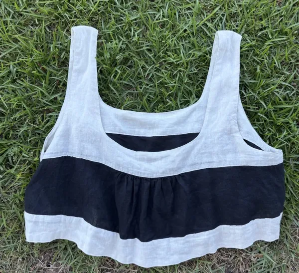 Haute Hippie Colorblock Pattern Square Neckline Crop Top - Image 3