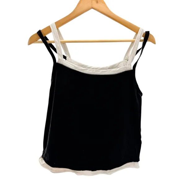 We The Free Twofer Free People Black White Layered Cami Tank Top OB2187897 Large - Image 3