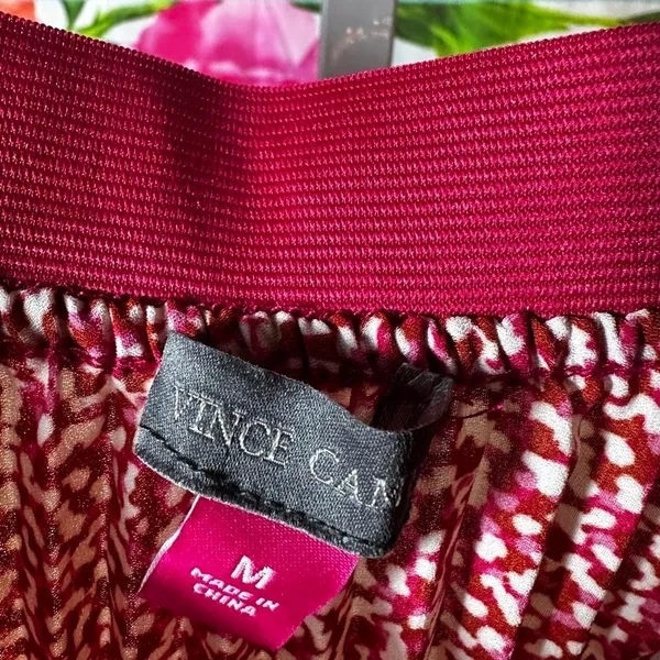X328. Vince Camuto red & pink floral pleated maxi skirt Size M - Image 2