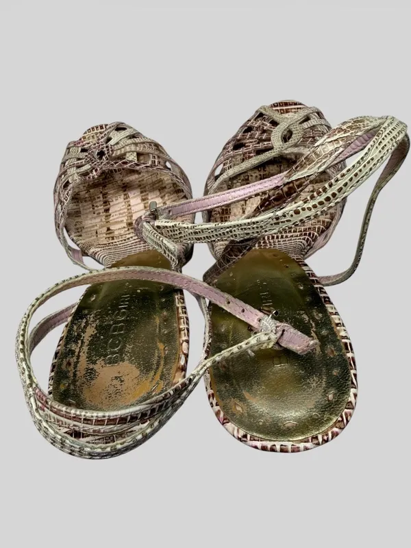 BCBGirls Rose Gold Textured Strappy Platform Heels - Image 6