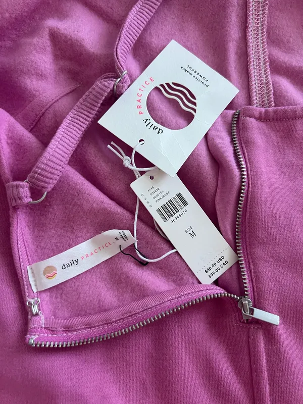 Daily Practice NWT Anthropologie Sweatshirt Dress Sz M Fleece Lined Pockets Straps - Image 7
