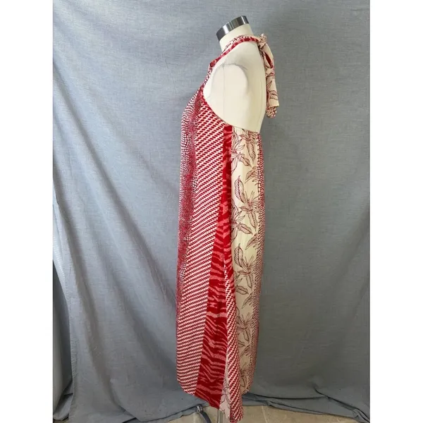 NWT Banana Republic Red White Mixed Print Halter Maxi Dress Tie Neck S Resort - Image 6