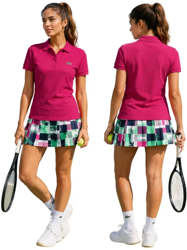 Lacoste Classic Fit Short Sleeve Polo Shirt Womens 40 Medium Fuchsia Pink Preppy - Image 2