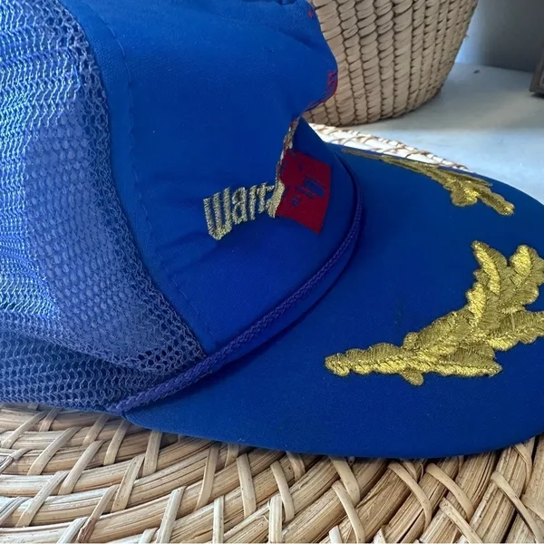 Vintage Walt Disney World Unisex Embroidered Snap Back Hat Blue Red Gold - Image 5
