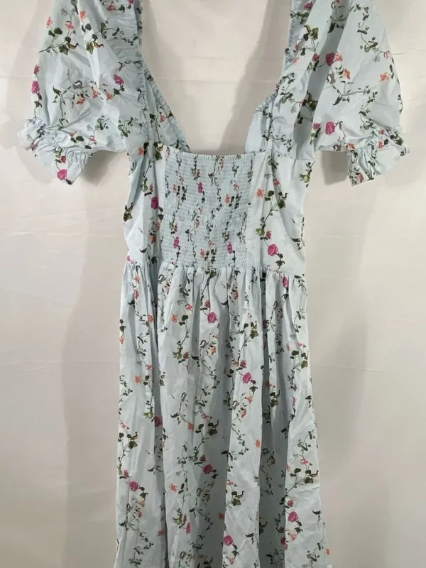Hill House Ophelia in Pond Floral Midi Dress with Puff Sleeve — Size M - Image 4