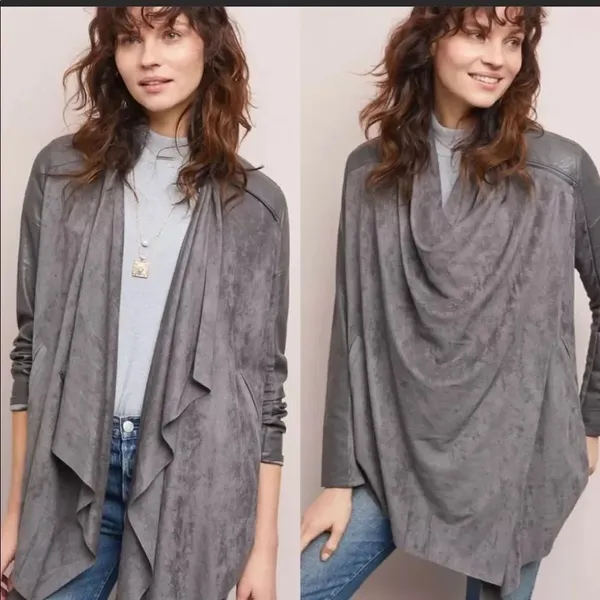 Anthro Blank NYC  grey draped velour jacket - Image 2
