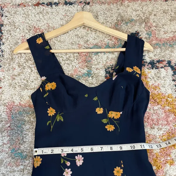 Reformation Fulton blue floral midi dress with slit - Image 13