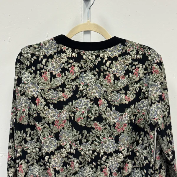 Pink Yotto Floral‎ Crewneck Long Sleeve Top Black Multi Botanical Print Small - Image 4
