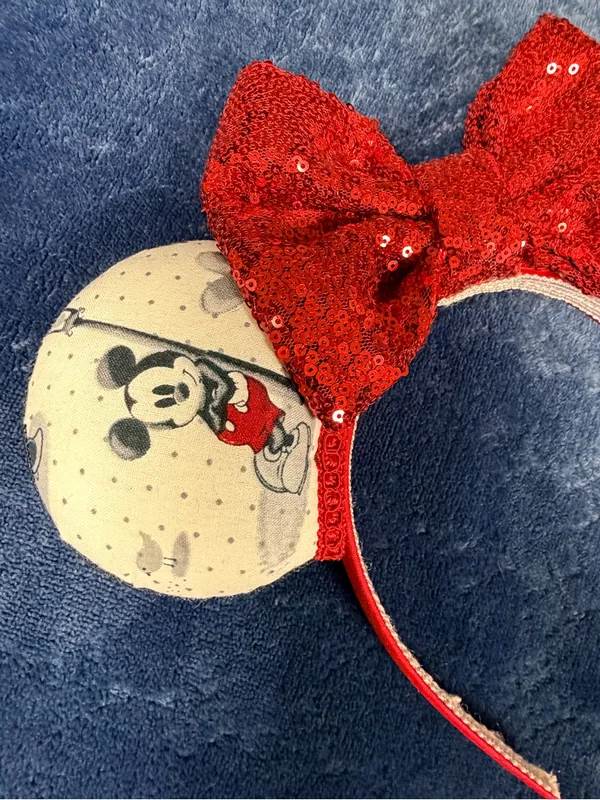 Unbranded Adult Red Sequin Minnie-Style Ear Headband - Image 2