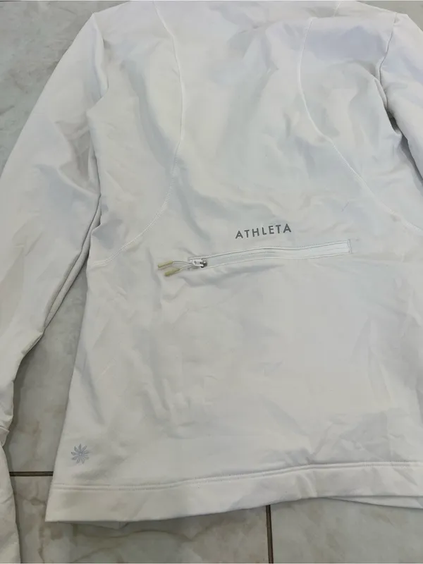 Athleta White Quarter Zip Workout Top Size Small - Image 7