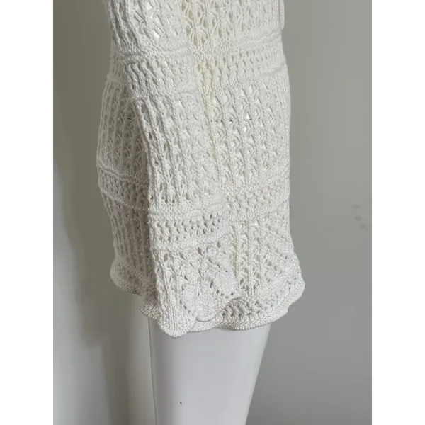 Women's Crochet Cover Up 100% Cotton Beachy Long Sleeve Size M Cottagecore - Image 5