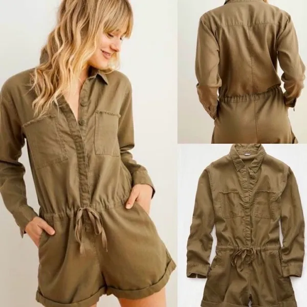 Aerie NWT green utility romper size xs - Image 2