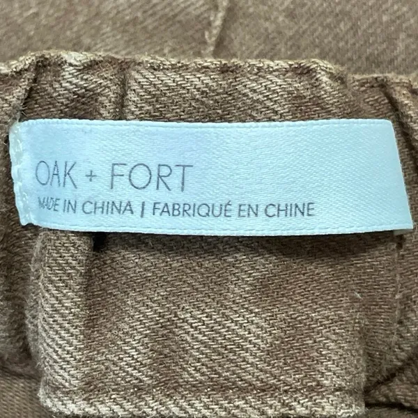 Oak + Fort Women's Brown High Waisted Wide Leg Baggy Cropped Denim Jeans Size L - Image 4