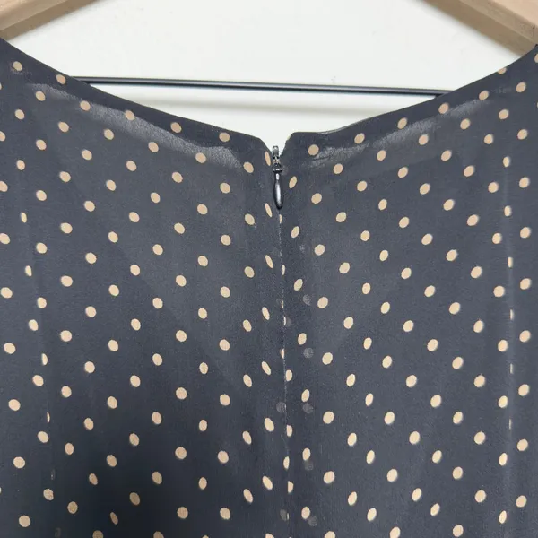 VTG 90s Harold's Womens 100% Silk Dress 6 Black Polka Dot Babydoll Pinup Wedding - Image 11