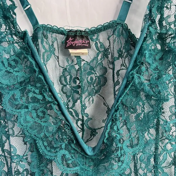 Vtg Fredericks Of Hollywood M Lace Babydoll Nightie Dress Sheer Structure V-neck - Image 3