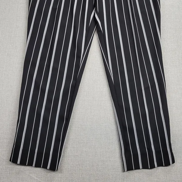Nine.Eight Womens Pant Size 6 Black White Striped Belted Cropped Career Business - Image 7