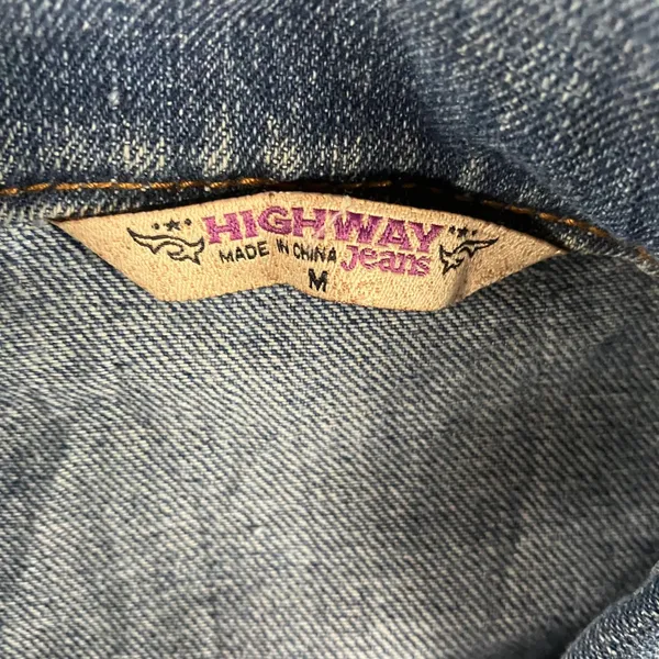 Highway Jeans Denim Jacket Women M Medium Wash Distressed‎ Ripped Trucker - Image 8