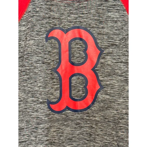 G-III 4Her Boston Red Sox Hoodie Women M Gray Red Raglan B Logo Pullover - Image 3