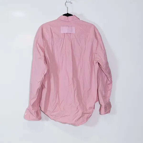 Ami Cotton Poplin Collared Long Sleeve Button Down Blouse Shirt Pink Small - Image 4