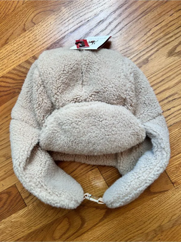 Spyder Tan Faux-Sherpa Trapper Hat with Chin Strap - Image 2