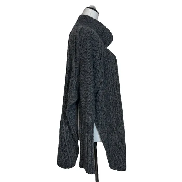 Free People Oversized Chunky Turtleneck Sweater Poncho XS/S Alpaca Wool Slits - Image 3
