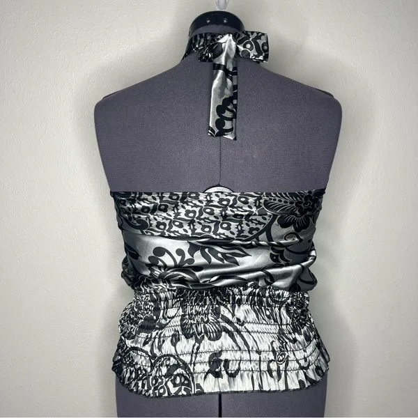 Y2K Vintage Charlotte Russe Satin O Ring Halter Neck Ruched Blouse Going Out Top - Image 3