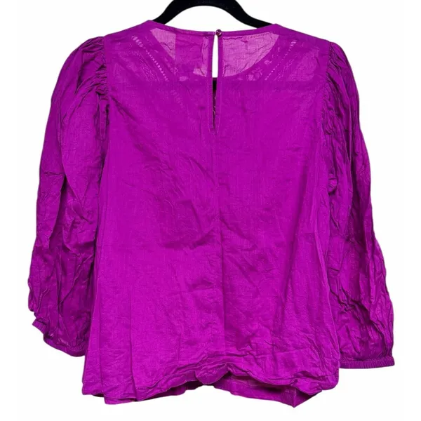 Farm Rio x Anthropologie Kelsie Peasant Blouse Magenta Purple Women's‎ Size XS - Image 2