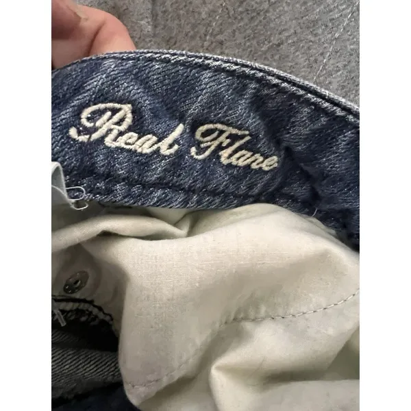 American Eagle Women Blue‎ Medium Wash Low Rise Wide Leg Flare Jeans Size 4? - Image 12