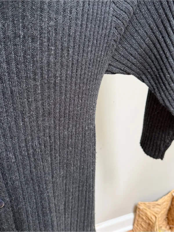 Vintage April Too! Cornell Wool Blend Long Sweater Coat Duster Jacket Dark Grey - Image 3